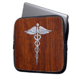 Chrom wie Caduceus Medical Symbol Mahogany Print Laptopschutzhülle (Vorderseite Links)