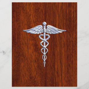 Chrom wie Caduceus Medical Symbol Mahogany Style Flyer
