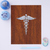 Chrom wie Caduceus Medical Symbol Mahogany Style Flyer (Einzeln)
