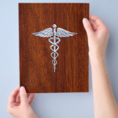 Chrom wie Caduceus Medical Symbol Mahogany Style Flyer (Hand)