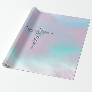 Chrom wie Caduceus Medical Symbol Mutter Perle Geschenkpapier