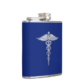 Chrom wie Caduceus Medical Symbol Navy Blue Deko Flachmann (Rechts)