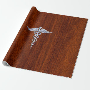 Chrom wie Caduceus Medizinisches Symbol Mahagoni B Geschenkpapier