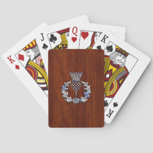 Chrom wie Distel auf Mahagoni-Holz-Stil Spielkarten