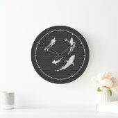 Chrom wie Diver mit Haie auf Kohlenstofffaser Große Wanduhr (Zuhause)