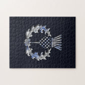 Chrom wie Kohlenstoff-Faser-Druckscottish-Distel Puzzle (Horizontal)