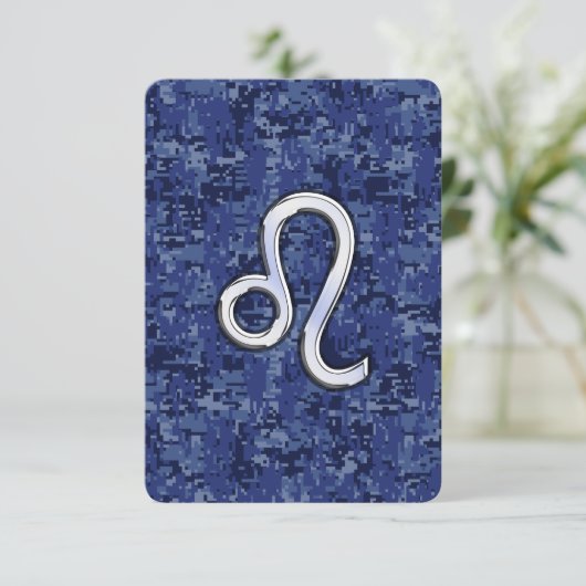 Chrom wie Leo Sign auf Navy Blue Digital Camouflag (Stehend Vorderseite)