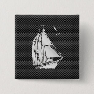 Chrom wie Regatta Sailboat auf Carbon Fibre Dekora Button