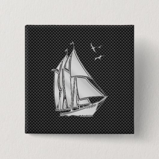 Chrom wie Regatta Sailboat auf Carbon Fibre Dekora Button (Vorderseite)