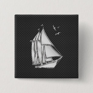 Chrom wie Regatta Sailboat auf Carbon Fibre Dekora Button
