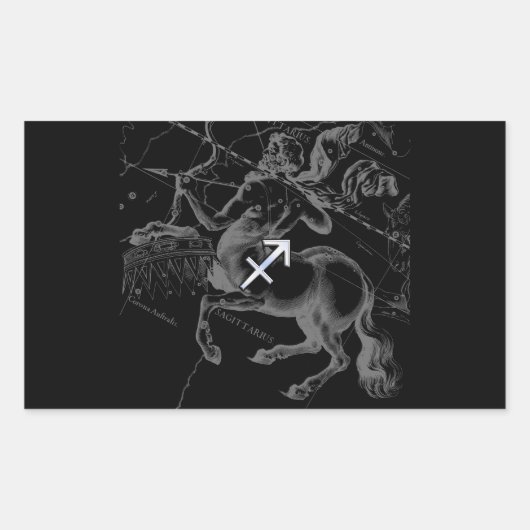 Chrom wie Sagittarius Zodiac Signage Hevelius Deco Rechteckiger Aufkleber (Vorderseite)