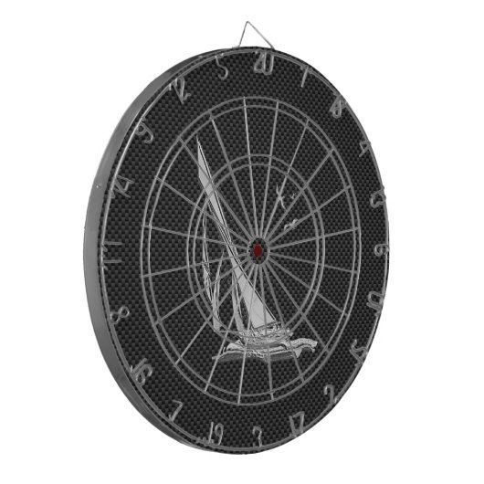 Chrom wie Sailboat auf Kohlenstofffaser Dartscheibe (Vorderseite Links)