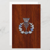 Chrom wie Thistle auf Mahogany Holzstil Briefpapier (Vorne/Hinten)