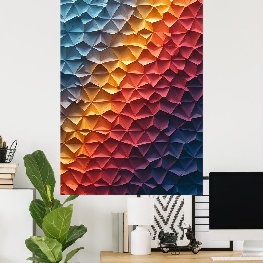 Chroma Fold: Geometric Prism Gradient Abstract Art Poster (Heimbüro)