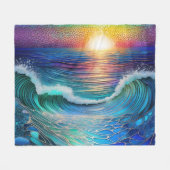 Chroma Sea Seascape Fleecedecke (Vorderseite (Horizontal))