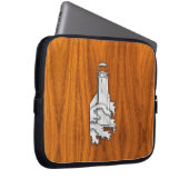 Chromähnlicher Leuchtturm auf Teakholz Laptopschutzhülle (Vorne Rechts)