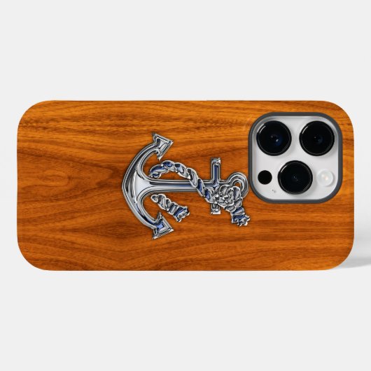 Chromanschor auf Teak Wood Print Case-Mate iPhone Hülle (Rückseite (Horizontal))