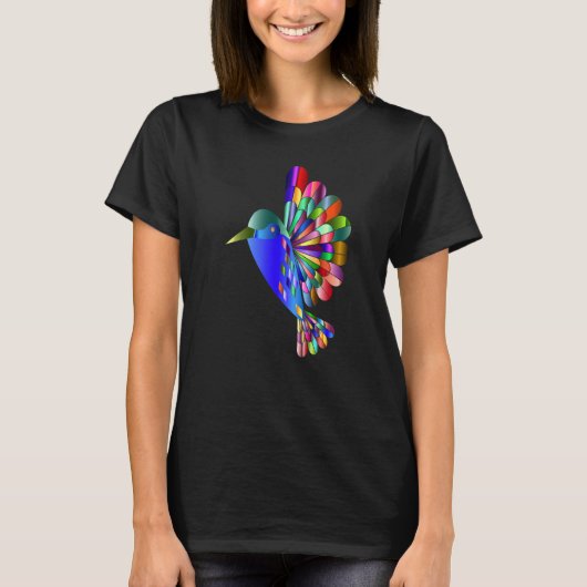 Chromatic Abstract Hummingbird Watercolor Bird Art T-Shirt (Vorderseite)