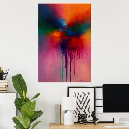 Chromatic Cascade - Abstract Drip Painting Poster (Heimbüro)