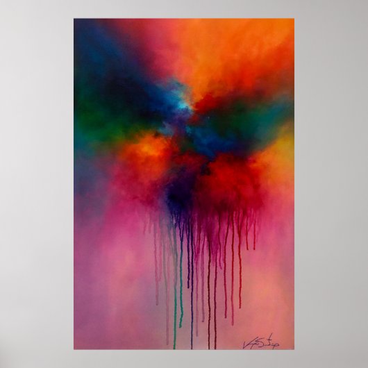 Chromatic Cascade - Abstract Drip Painting Poster (Vorne)