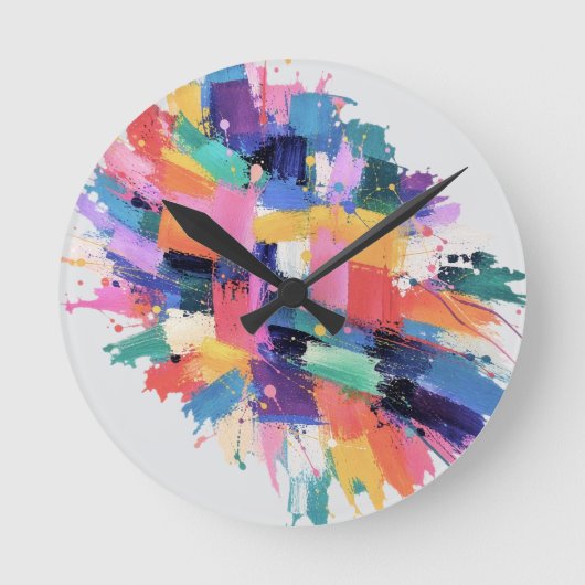 Chromatic Collision Runde Wanduhr (Vorderseite)