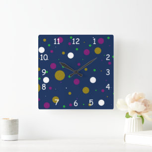 Chromatic Confetti Quadratische Wanduhr