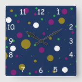 Chromatic Confetti Quadratische Wanduhr (Vorderseite)