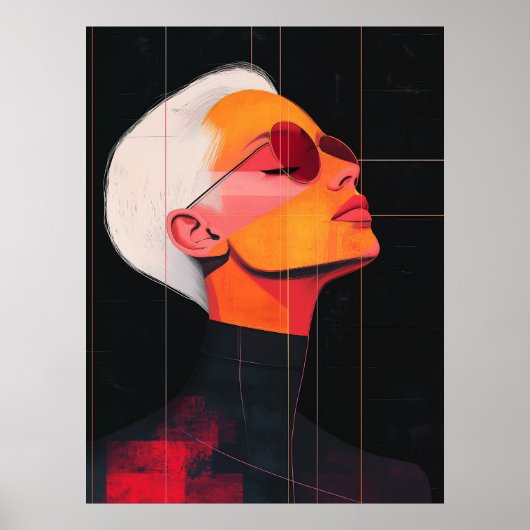 Chromatic Contours — Modern Woman Portrait Poster (Vorne)