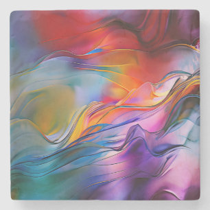 "Chromatic Currents" Zeitgenössische Abstrakte  Steinuntersetzer