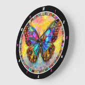 Chromatic Flutter" - Mosaik Butterfly Große Wanduhr (Winkel)