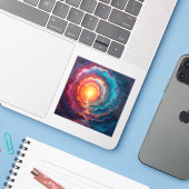 Chromatic Singularity - Square Vinyl Aufkleber (Laptop mit iPhone)