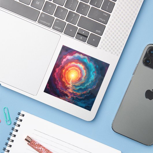 Chromatic Singularity - Square Vinyl Aufkleber (Laptop mit iPhone)
