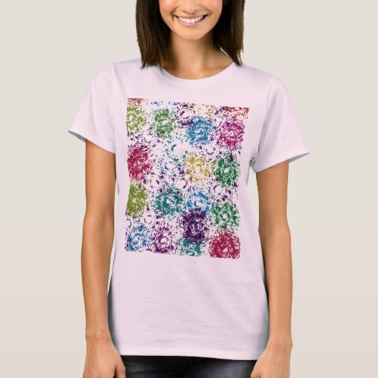 Chromatic Stipple Bloom Abstract T-Shirt (Vorderseite)