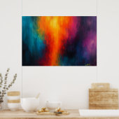 Chromatic Surge - Fiery Orange Meets Midnight Blue Poster (Küche)