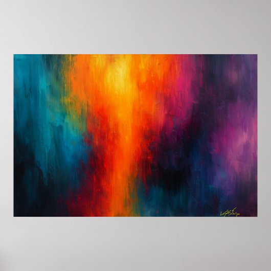 Chromatic Surge - Fiery Orange Meets Midnight Blue Poster (Vorne)