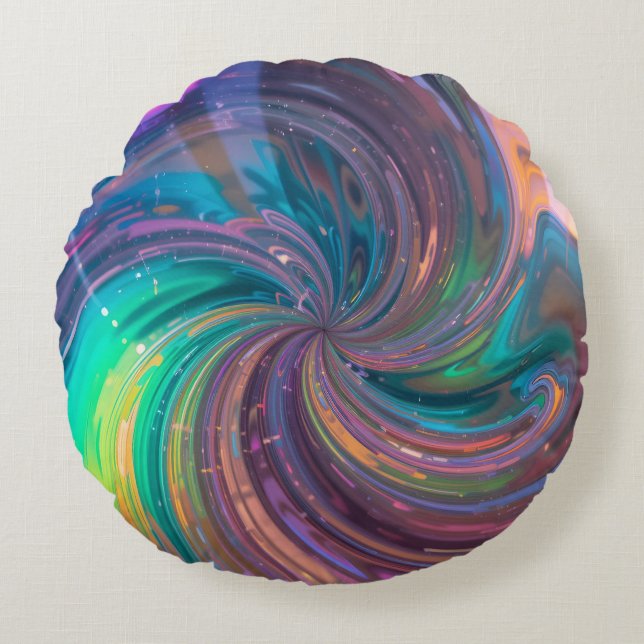 Chromatic Vortex Rundes Kissen (Vorderseite)