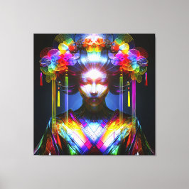 Chromatisch Farbige Glas-Geisha im Kontrast Leinwanddruck