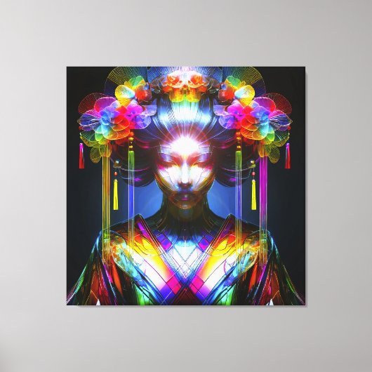 Chromatisch Farbige Glas-Geisha im Kontrast Leinwanddruck (Vorderseite)