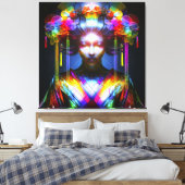 Chromatisch Farbige Glas-Geisha im Kontrast Leinwanddruck (Insitu (Schlafzimmer))