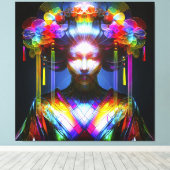 Chromatisch Farbige Glas-Geisha im Kontrast Leinwanddruck (Insitu (Holzboden))