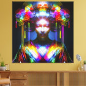 Chromatisch Farbige Glas-Geisha im Kontrast Leinwanddruck (Insitu (Wohnzimmer))