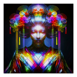 Chromatisch Farbige Glas-Geisha im Kontrast Poster