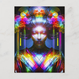 Chromatisch Farbige Glas-Geisha im Kontrast Postkarte