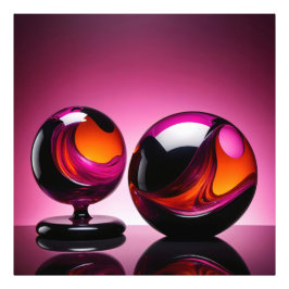 Chromatisch farbige Glaskegeln in Reflexion Fotodruck