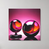 Chromatisch farbige Glaskegeln in Reflexion Leinwanddruck (Vorderseite)