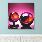 Chromatisch farbige Glaskegeln in Reflexion Leinwanddruck (Insitu (Holzboden))