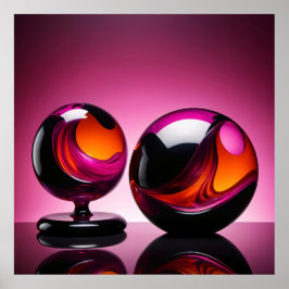 Chromatisch farbige Glaskegeln in Reflexion Poster