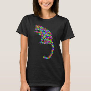 Chromatische abstrakte Katzen-Wasserfarben-Katzen- T-Shirt