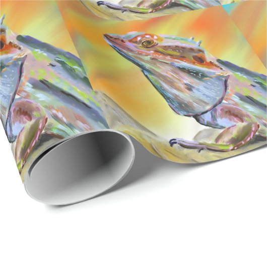 Chromatische bärtige Drache-Digital-Farbe Geschenkpapier (Rolleneckpunkt)