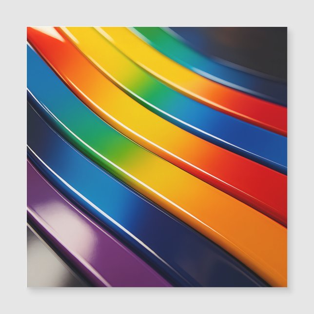 Chromatische Kurven — glänzende Regenbogenribbons  Magnetkarte (Vorderseite)